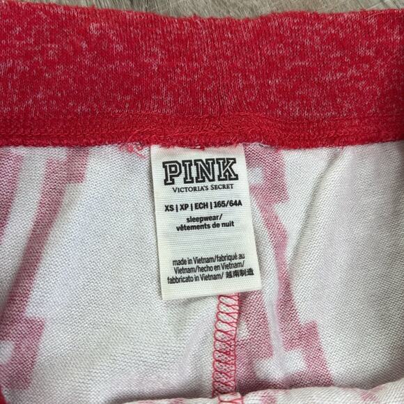 PINK VICTORIA’S SECRET Women’s Red White Logo Super Soft Pajama Pants - Picture 3 of 8